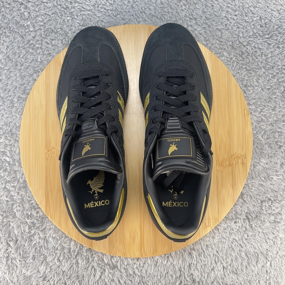 adidas Samba Mexico Shoes Mens 9 Black Gold Soccer Football Blokecore Heritage - Picture 4 of 11